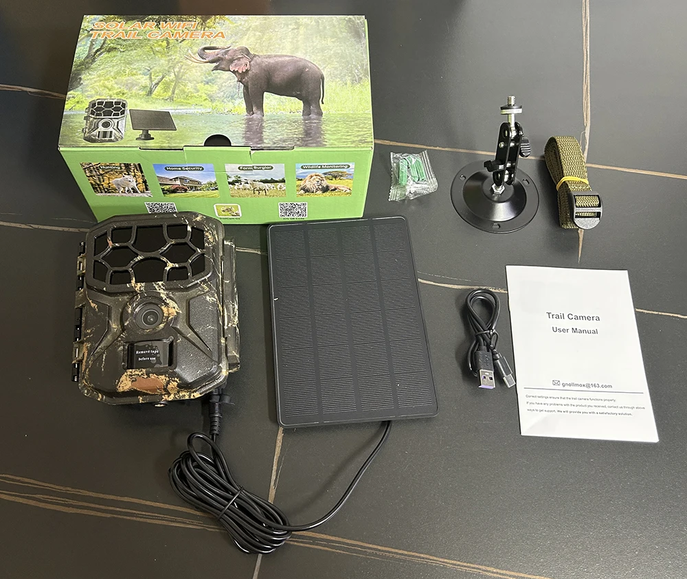 Panel Solar con batería de 7800Mah, juego de monitoreo de vida silvestre, cámara de caza IP66, 60MP, 8K, trampa para fotos, cámara de rastreo de caza salvaje - imagen 4