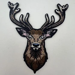 Parche de algodón bordado a mano con ciervo navideño, suministros para manualidades de ropa, parche bordado