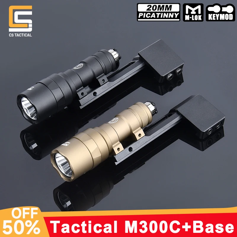 WADSN SF M300 M300C linterna 510 lúmenes luz blanca Base de montaje compensado de Metal compatible con riel Picatinny de 20MM accesorios Airsoft Scout