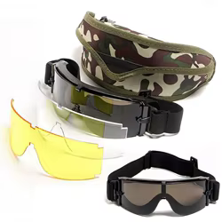 Gafas tácticas para deportes al aire libre, equipo Airsoft, gafas de tiro, juego de gafas de tiro Airsoft con lentes de 3 colores