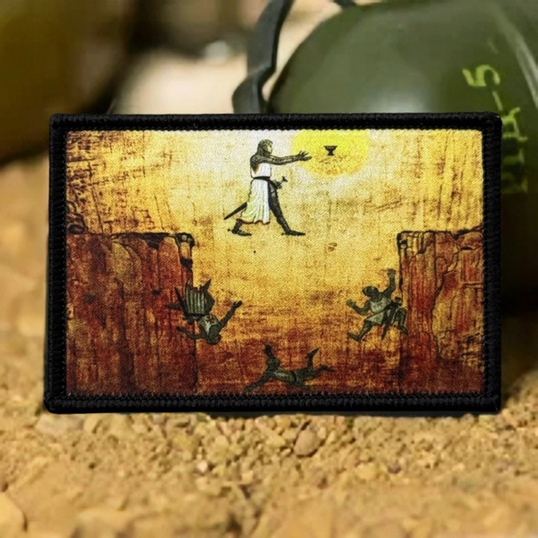Indy Holy Graal parche insignia de moral táctica cruzadas parches de gancho y bucle impresos brazalete militar táctico pegatina para mochila