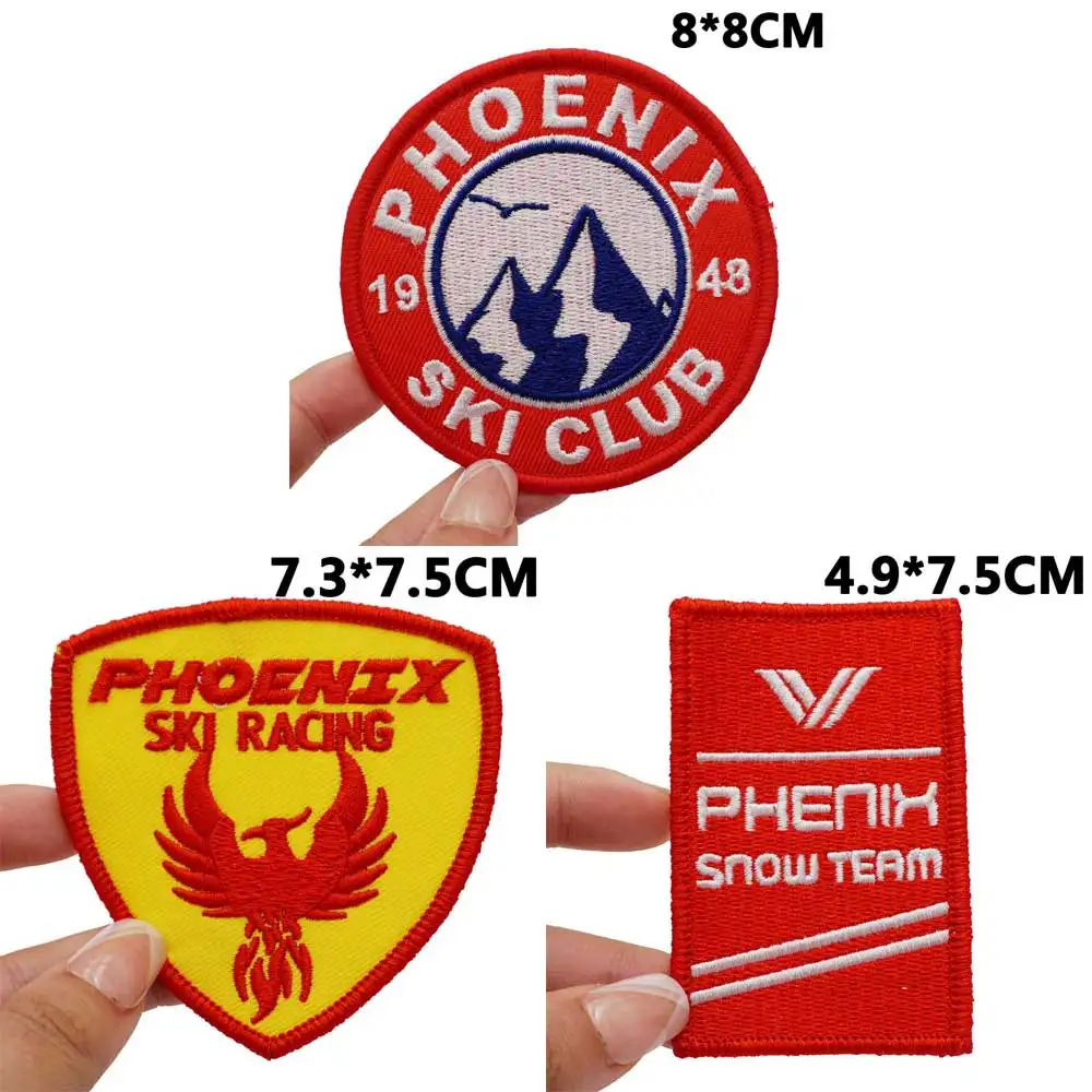 PHOENIX Down-parches bordados para chaqueta de esquí, apliques de etiqueta de costura, banda de motorista punk, insignias de ropa de Rock con respaldo de gancho