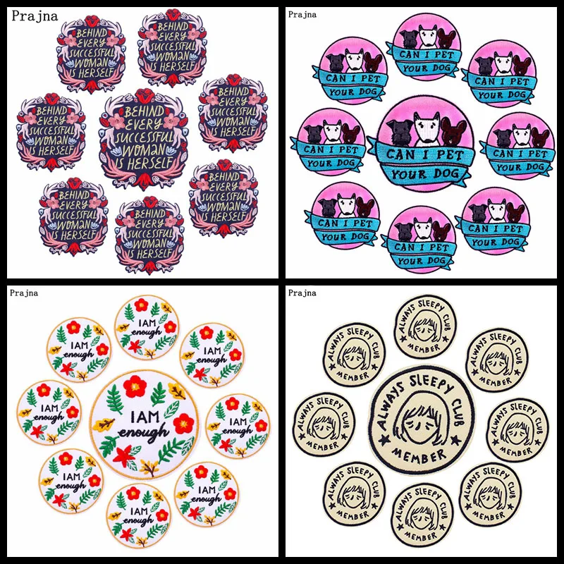 Prajna-insignias de letras de dibujos animados para ropa, parches bordados para planchar, apliques de letras de flores, pegatinas para ropa, 10 piezas - imagen 2