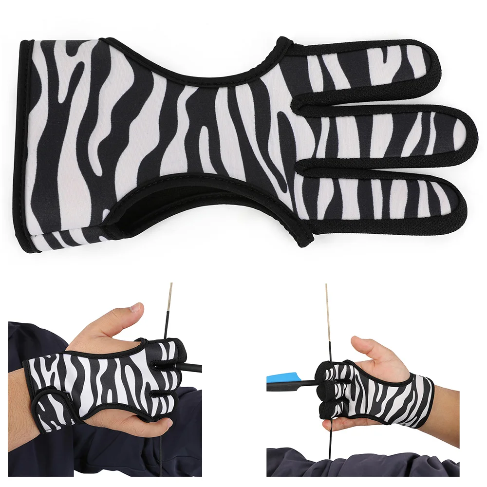 Pestaña de dedo de camuflaje/rayada, protector de 3 dedos, tela de buceo, equipo de protección, arco recurvo, arco tradicional, tiro, objetivo de caza