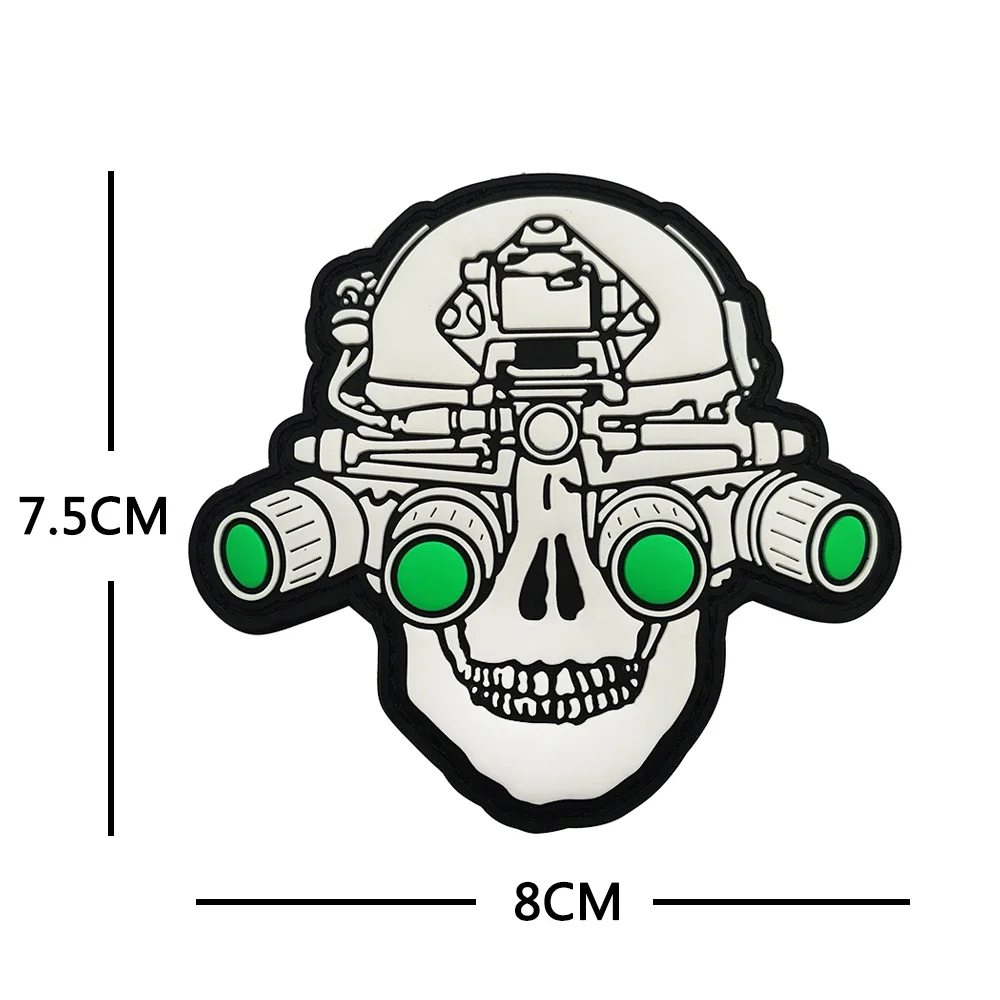Parche táctico de calavera de visión nocturna 3D de PVC, emblema militar, dispositivo de casco de visión nocturna, insignia de moral, pegatinas de mochila, nuevo - imagen 2