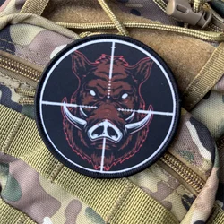 Parche impreso militar de Chevron "Jabalí sobre la ropa, insignia de moral, parches tácticos con gancho, pegatinas para mochila