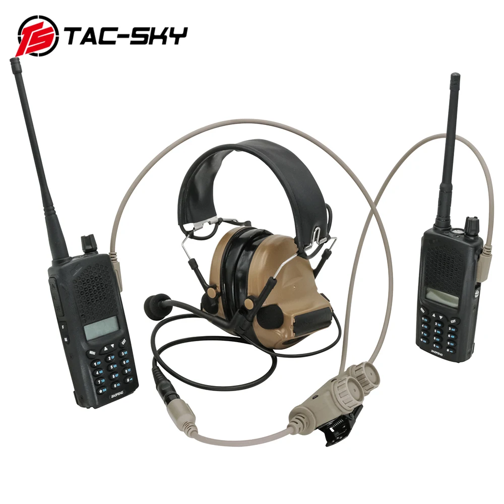 TS TAC-SKY COMTA III auriculares tácticos y adaptador PTT comunicación Dual RAC PTT para protección auditiva caza Airsoft deportes - imagen 4