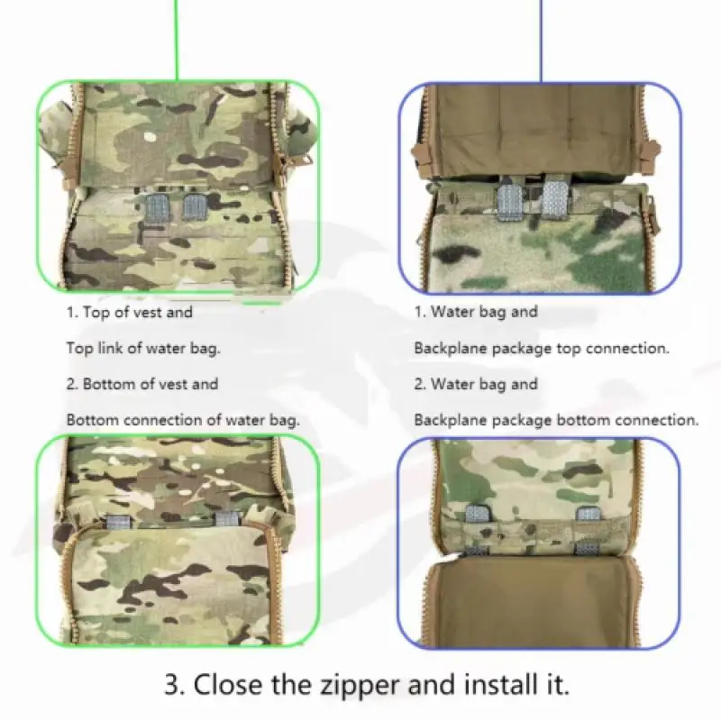Bolsa de agua táctica estilo Ferro FCPC V5, placa de Panel trasero, adaptador con cremallera, accesorios para caza, Paintball y Airsoft - imagen 3