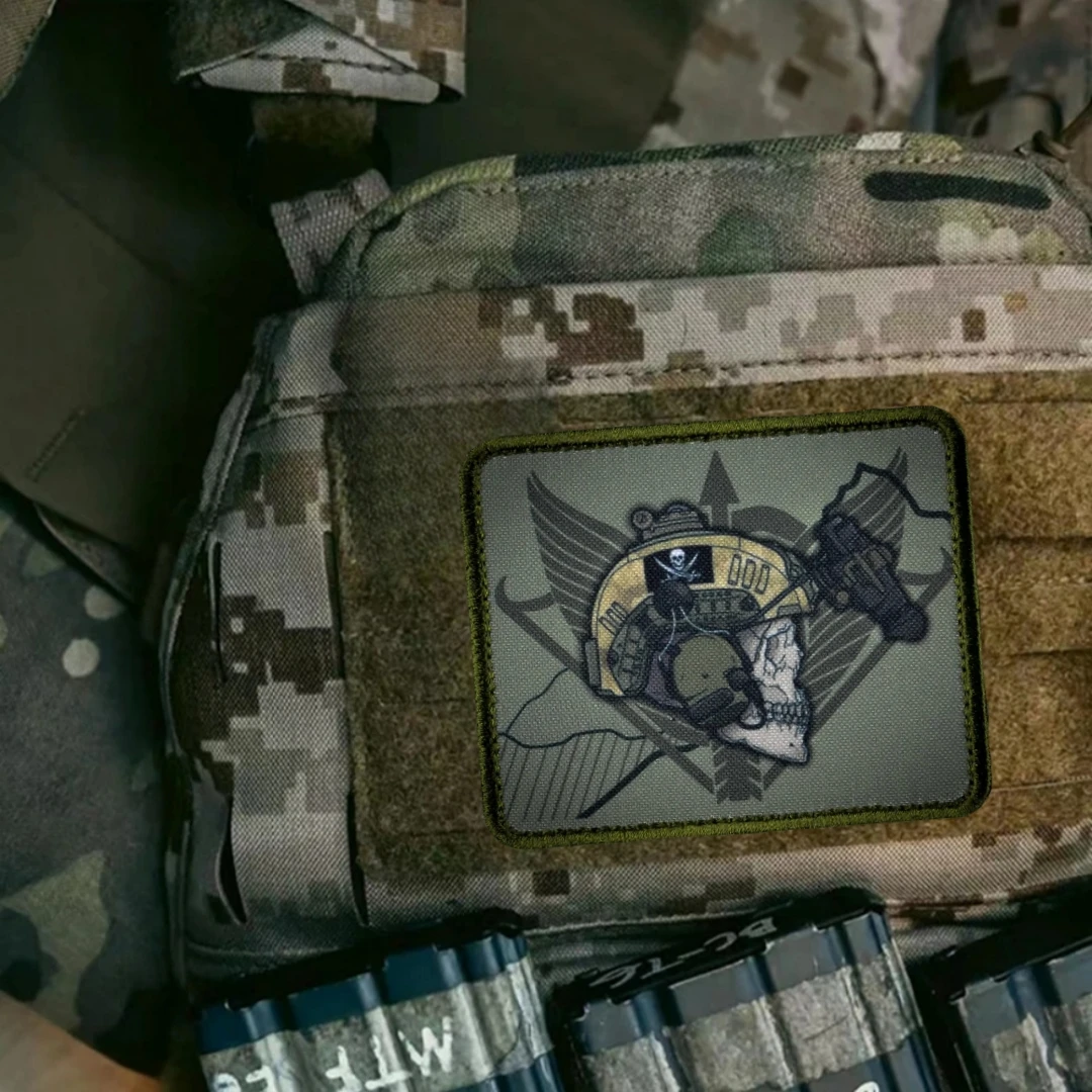MTR-insignia de moral de las fuerzas de operaciones especiales, insignia de Calavera, parche del ejército militar, mochilas tácticas, pegatina de impresión, parches de gancho y bucle - imagen 4