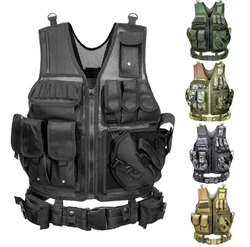 Chaleco táctico ajustable Molle, chaqueta de seguridad para caza al aire libre, juego de guerra CS, chaqueta de entrenamiento de pistola de aire