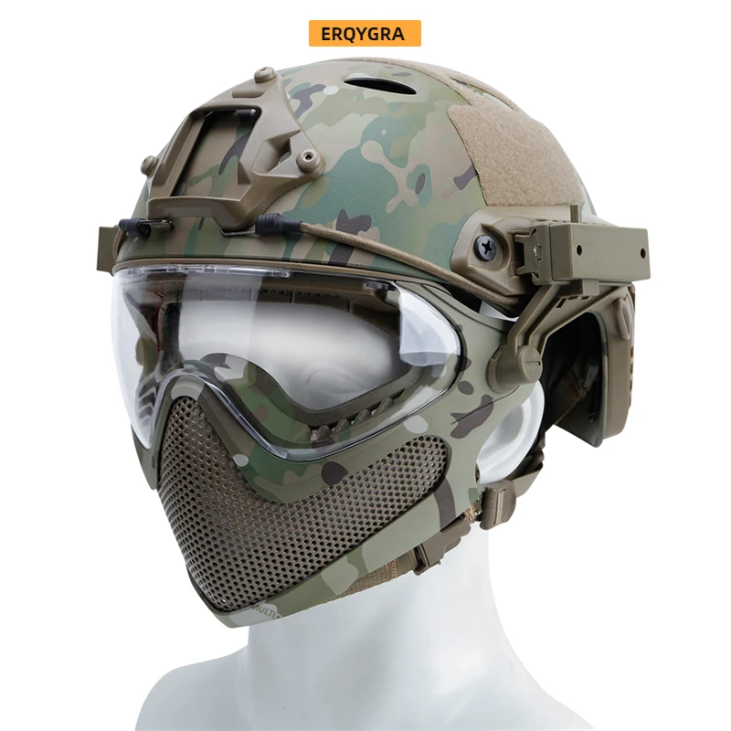 ERQYGRA casco de piloto de caza táctica, malla de acero, protección de alta calidad, Paintball, Wargame, Airsoft, accesorios de seguridad para exteriores - imagen 2