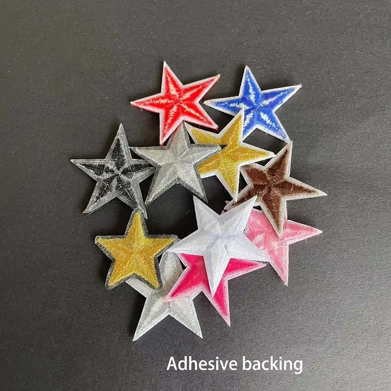 10 Uds., 40 uds/pequeñas insignias de estrella de cinco puntas apliques de tela bordado hierro en parches, pegatinas de ropa de estrellas lindas para ropa - imagen 5