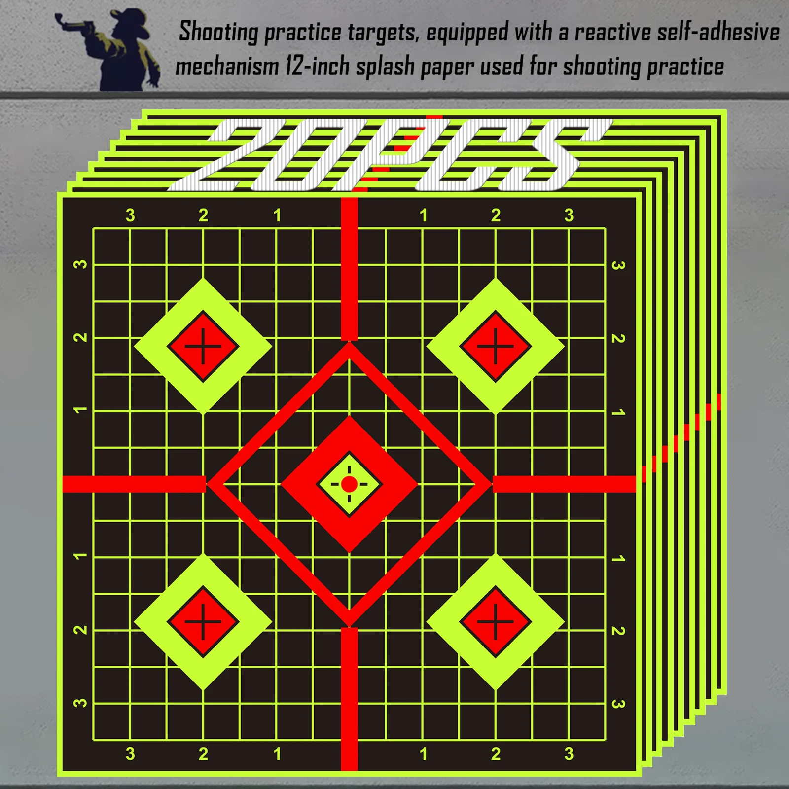 JOAXOR pegatinas adhesivas fluorescentes amarillas bullseye para tiro - imagen 5