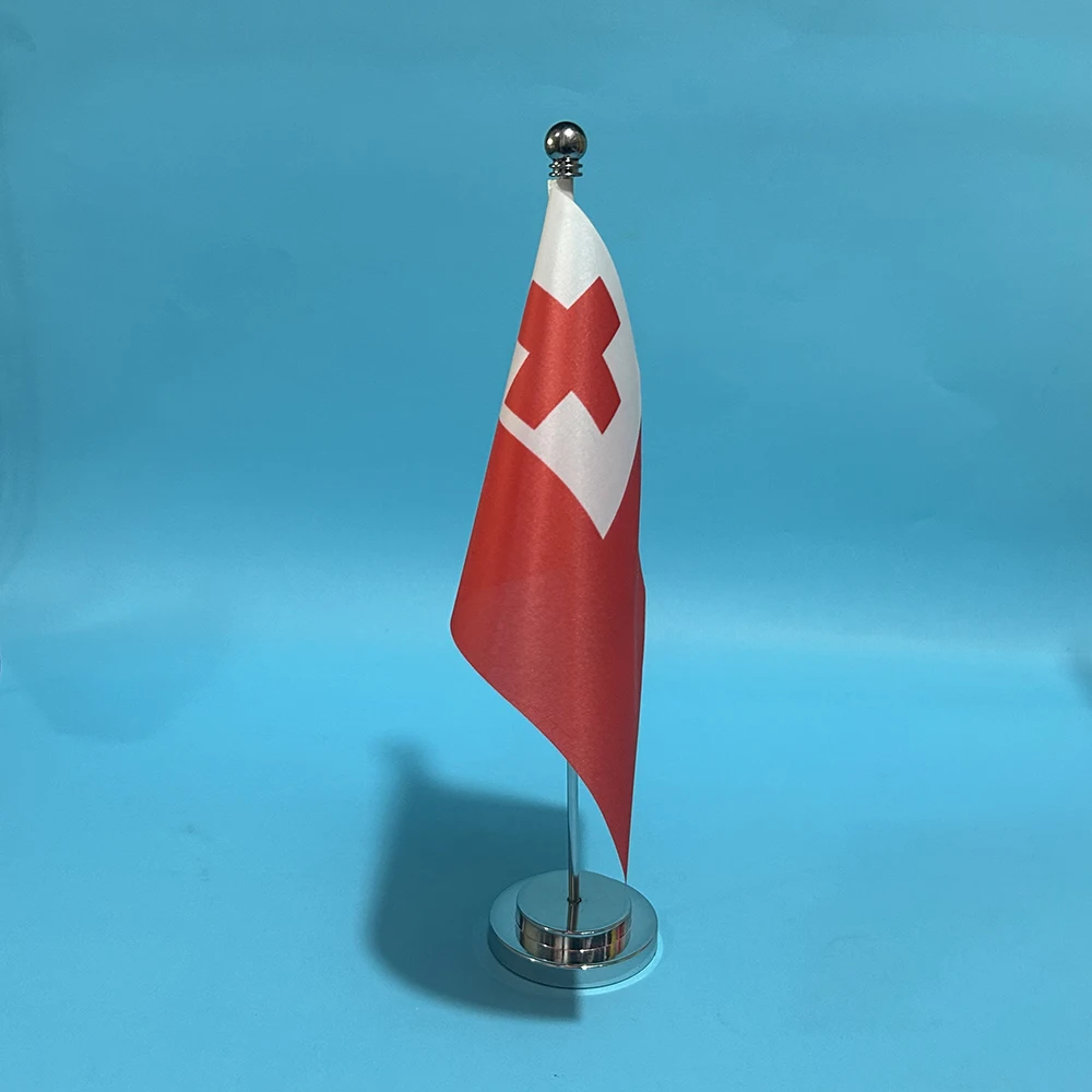 BANDERA DE SKY, bandera de escritorio de oficina, bandera de Tonga, 14x21cm, bandera de poliéster de Tonga, bandera nacional, cartel de país, adornos de escritorio, banderas - imagen 4