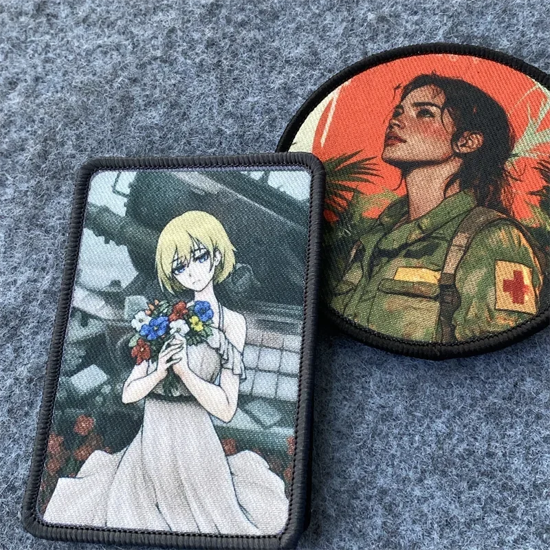 Brazalete con parche táctico de rescate médico para niñas, insignias de moral con estampado de "flores", gancho y bucle, mochila, pegatinas decorativas para ropa - imagen 2