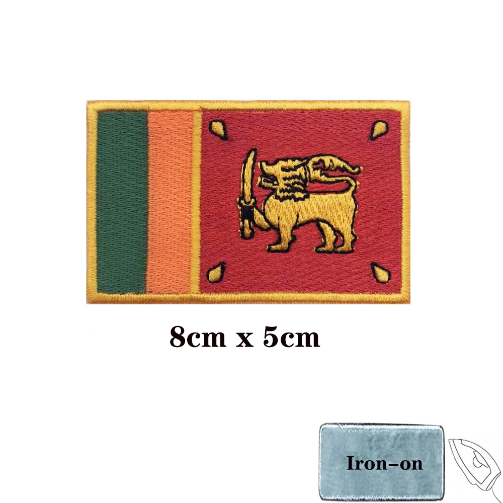 Parches de bandera de Sri Lanka, brazalete, parche bordado, gancho y bucle, insignia bordada para planchar, raya militar - imagen 2