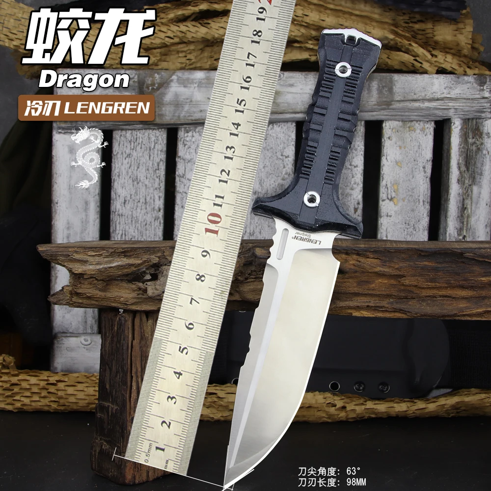 Cuchillo táctico LENGREN Dragon hoja fija acero Sleipner mango lino - imagen 3