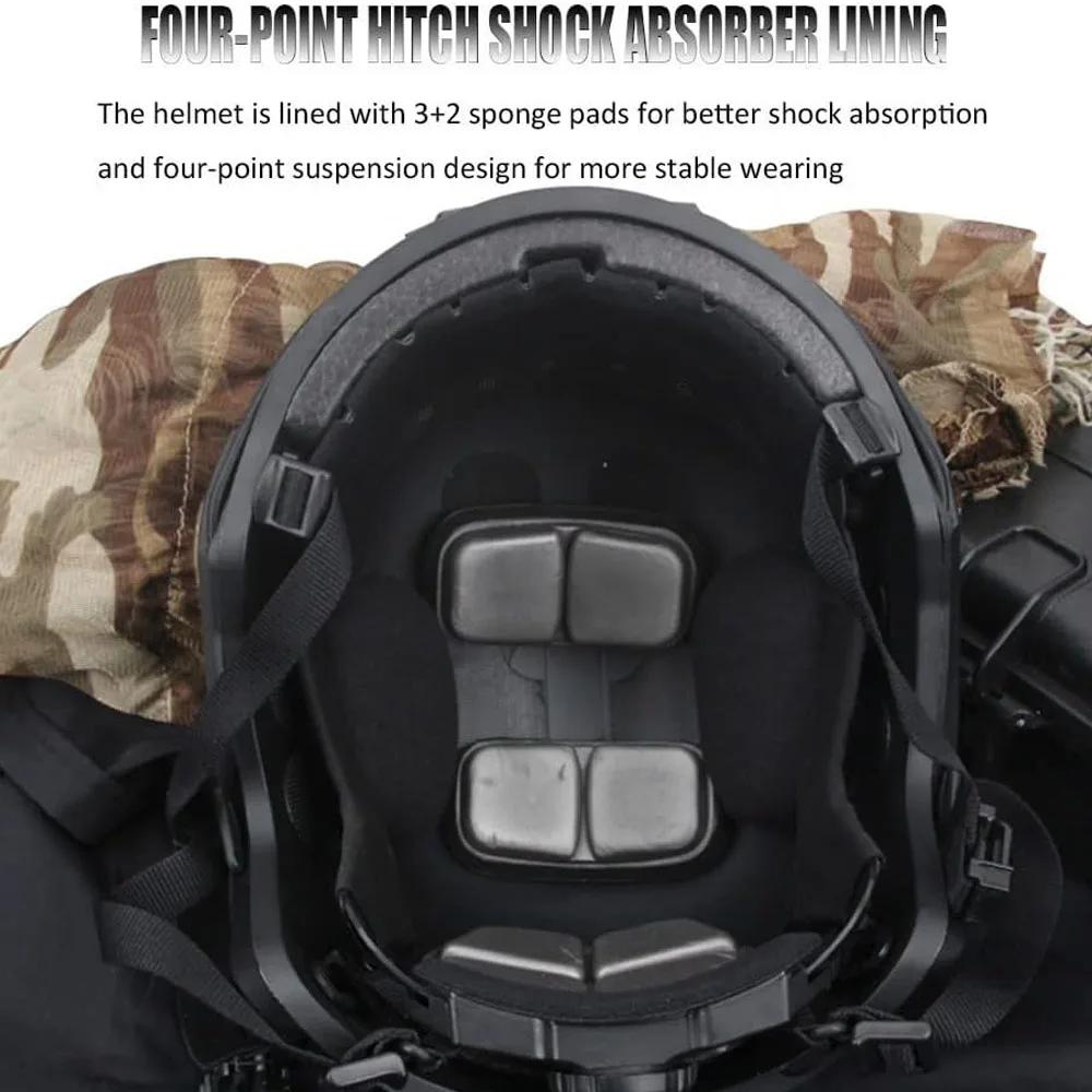 Conjunto de casco táctico, casco de Paintball para exteriores con señal, linterna, paquete de batería, auriculares Airsoft, gafas, modelo NVG para caza - imagen 3