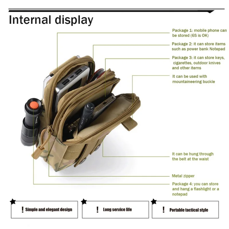 Riñonera táctica Molle, bolsa militar de bolsillo pequeño para correr, viaje, Camping, suave - imagen 5