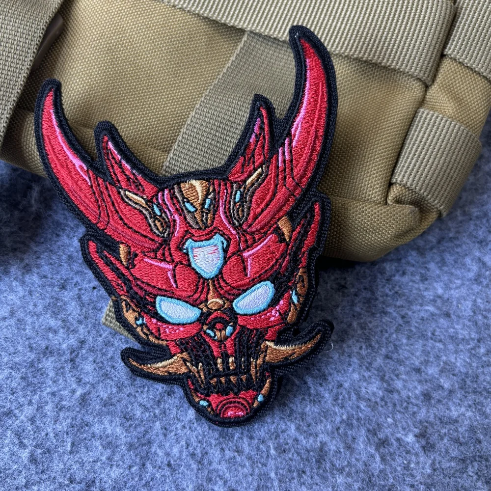 Parche táctico Punk Skull Hell Demon bordado velcro – insignia militar - imagen 4