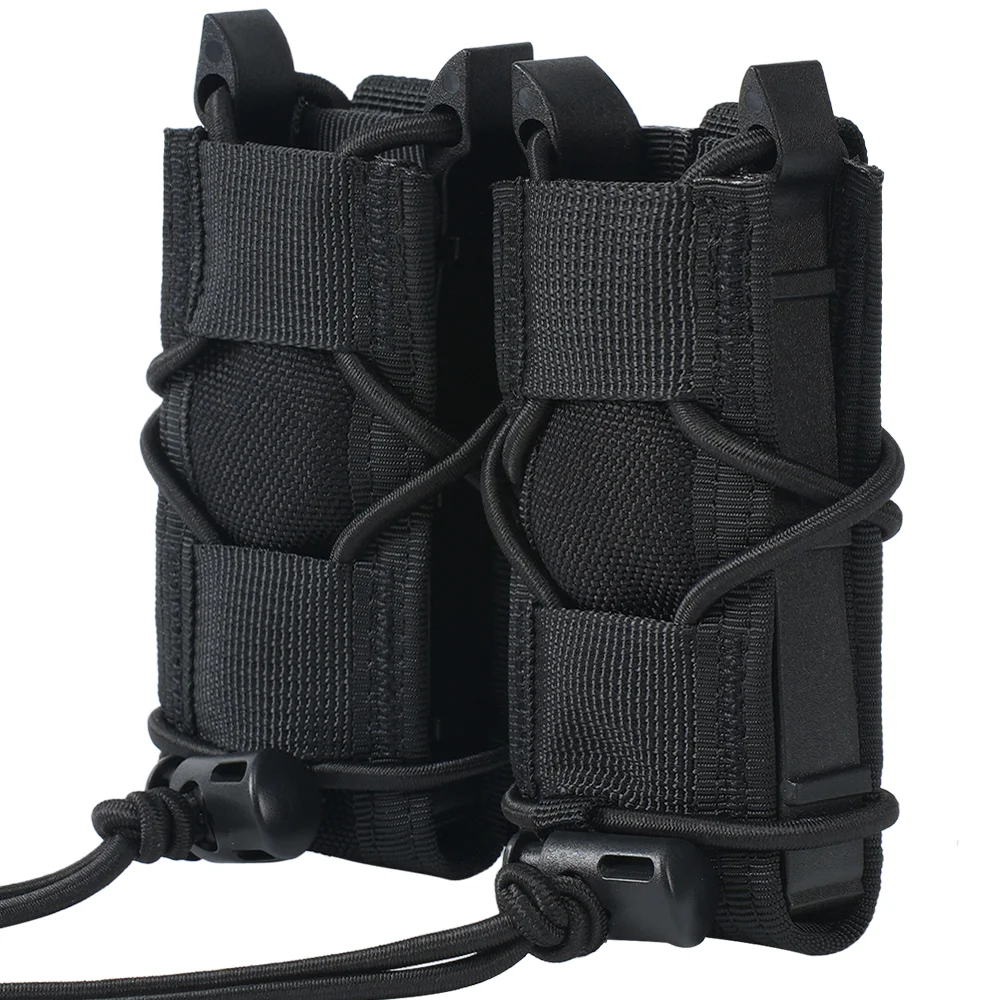 Bolsa de cargador doble de 9mm, bolsa de nailon MOLLE 500D, soporte para linterna, cuchillo de caza, funda para tiro, accesorios para Airsoft - imagen 5