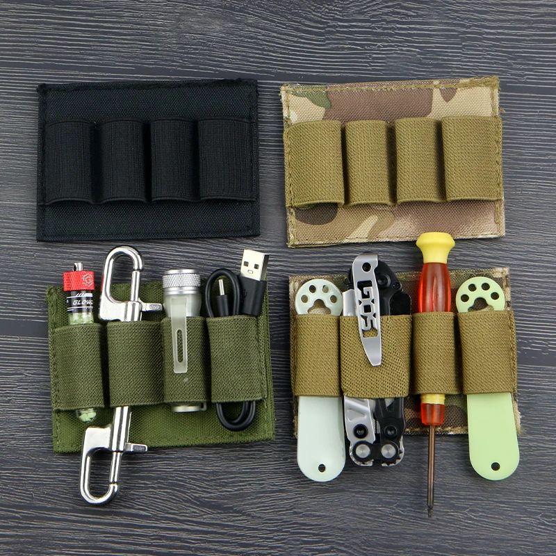 Bandas de goma elásticas tácticas extensión MOLLE herramientas de almacenamiento multifuncionales suministros equipo con gancho desmontable
