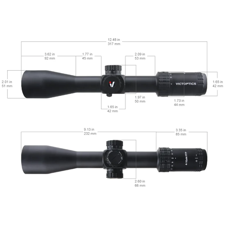 Victoptics S4 4-16x44 FFP SFP Riflescpe FDE con función de bloqueo de torreta, imagen de borde a borde, caza táctica MDL, alivio ocular largo - imagen 4