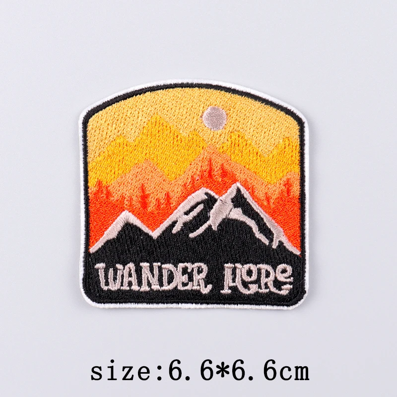 Parche bordado de paisaje de amanecer, parches para planchar para ropa, parches bordados para la naturaleza al aire libre, insignia adhesiva para ropa - imagen 4