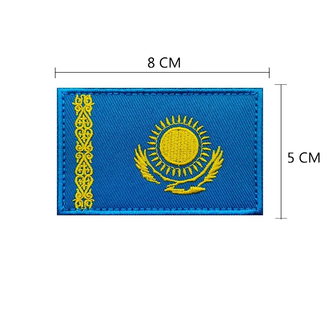 Parches de gancho bordados con bandera de Kazajstán, accesorios tácticos de PVC, insignia de moral militar, pegatina de decoración de mochila - imagen 5