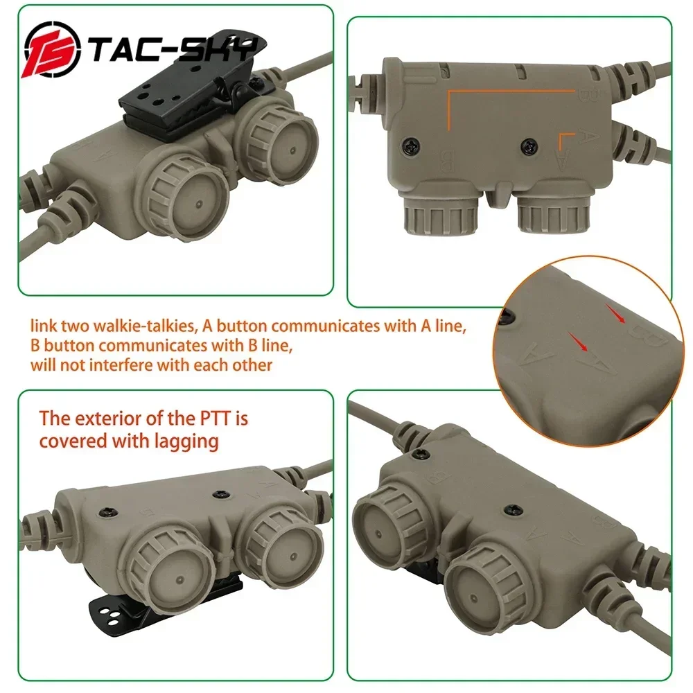 TS TAC-SKY Adaptador de comunicaciones duales de 6 pines Compatible con RAC PTT Auriculares tácticos COMAC SORDI para modelos de Radio AN/PRC 148 152 163 - imagen 5