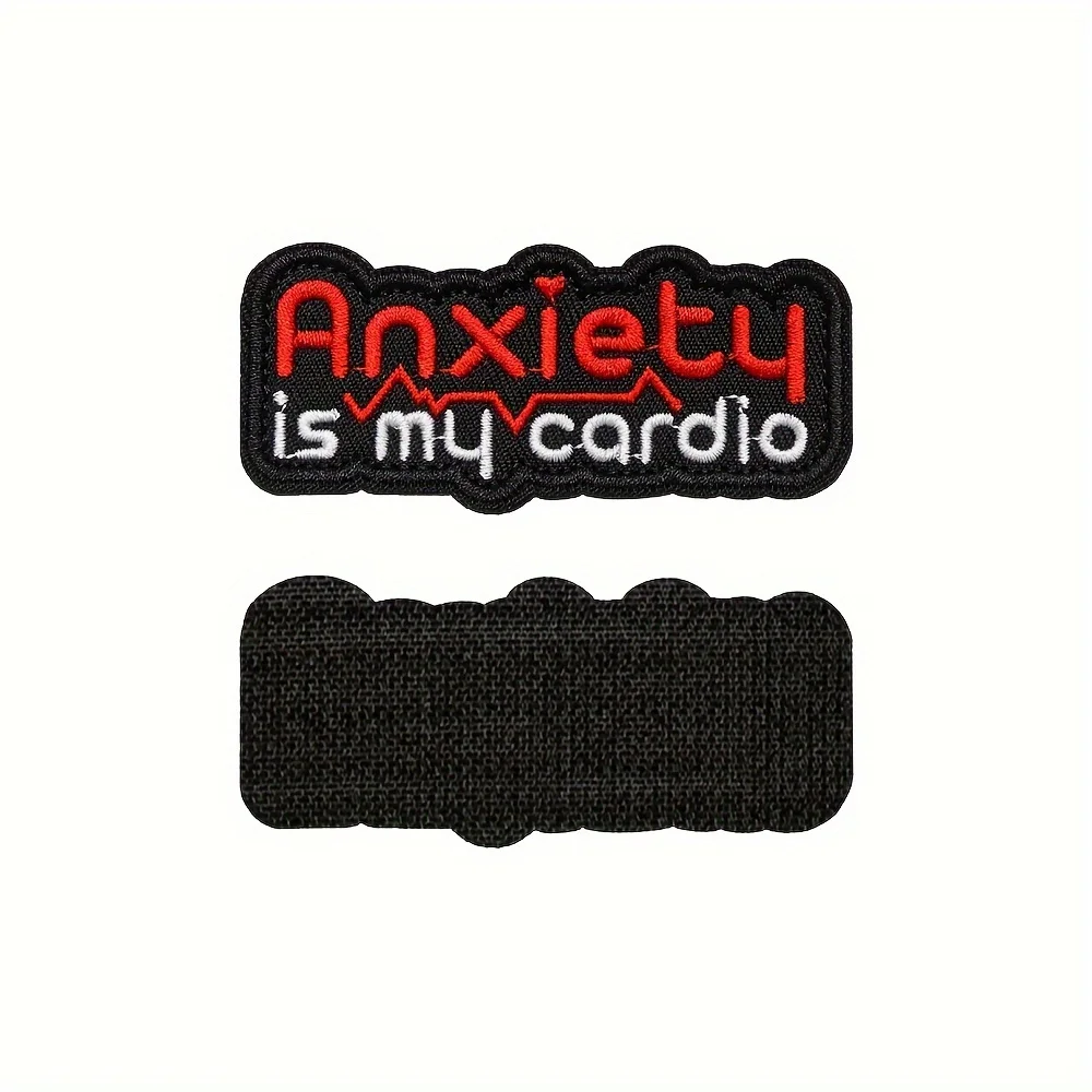 parches velcro mochila tácticos de bordados "ansiedad" divertido humor Meme bordado Velcros parche gancho bucle insignia de moral táctica, bordado para mochilas Molle, chaquetas - imagen 3