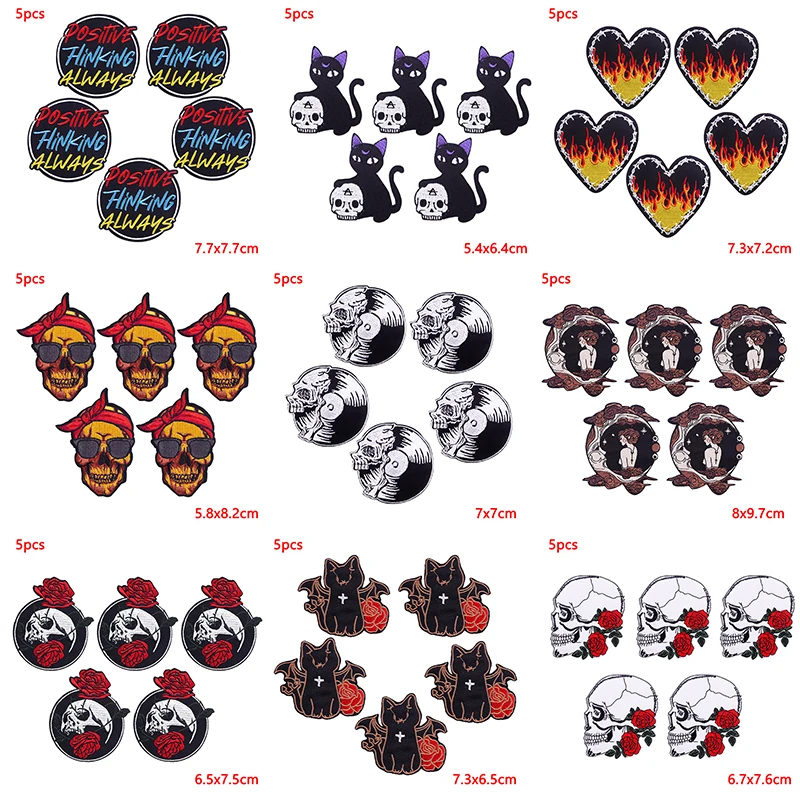 Parche bordado cráneo estilo punk hierro para ropa DIY