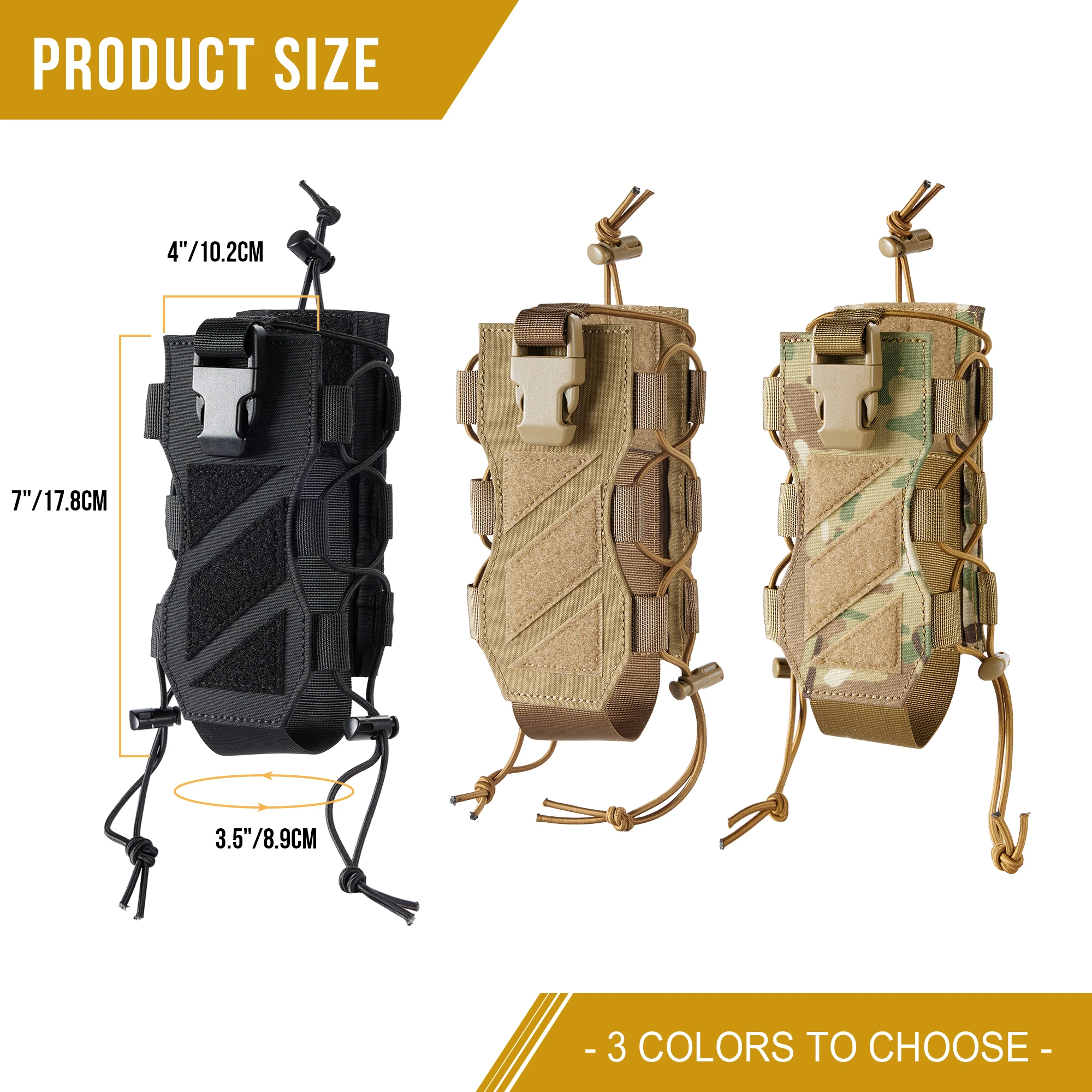 ONETIGRIS MOLLE Soporte para botella de agua, bolsa táctica para botella de agua de 32 oz, funda para botella de agua ajustable, bolsa para hervidor, botella con cinturón - imagen 2