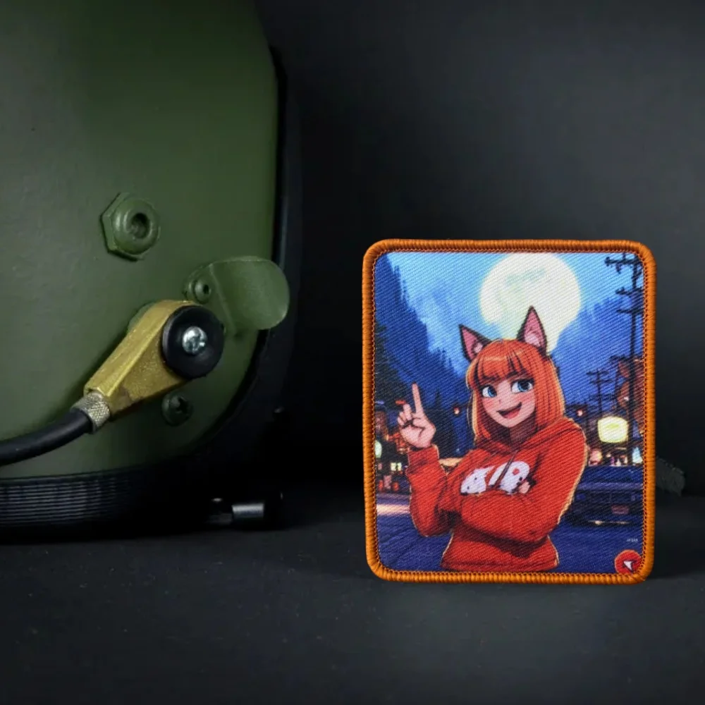 Parche de práctica de zorro, insignia de moral de chica de dibujos animados de Anime, parches de impresión del ejército militar táctico, pegatinas de sombrero para mochila con gancho y bucle - imagen 5