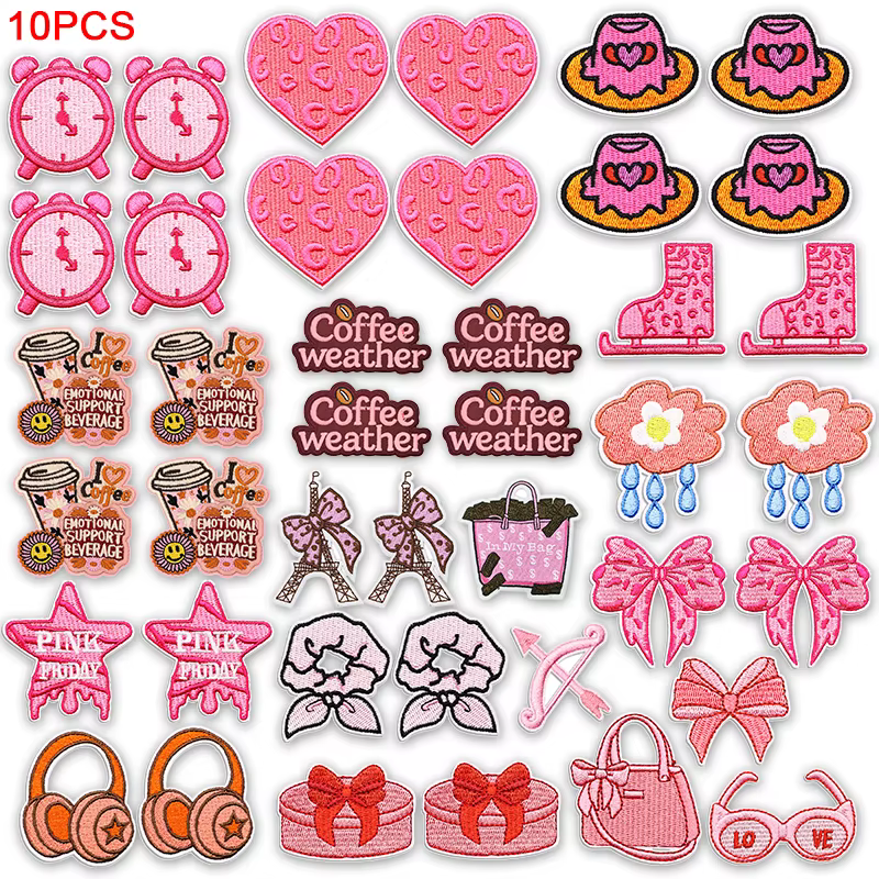 Parche bordado termoadhesivo rosa para ropa, apliques infantiles - imagen 4