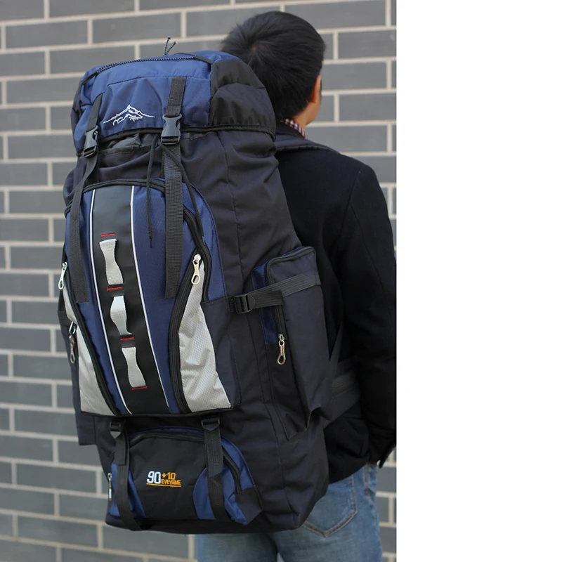 Mochilas de equipaje impermeables para hombre, bolsa de viaje de alta capacidad, portátil, táctica para acampar, color negro, 90L - imagen 3