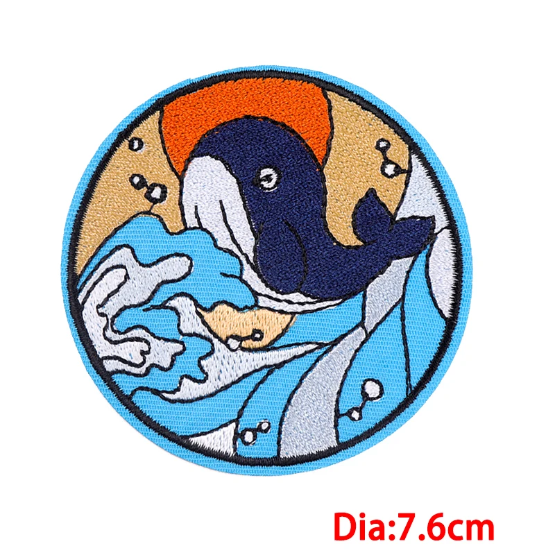 Parche bordado de ondas de setas para acampar en la montaña, parches para planchar en la ropa, apliques de costura de chaqueta bordados de sol y luna DIY - imagen 5