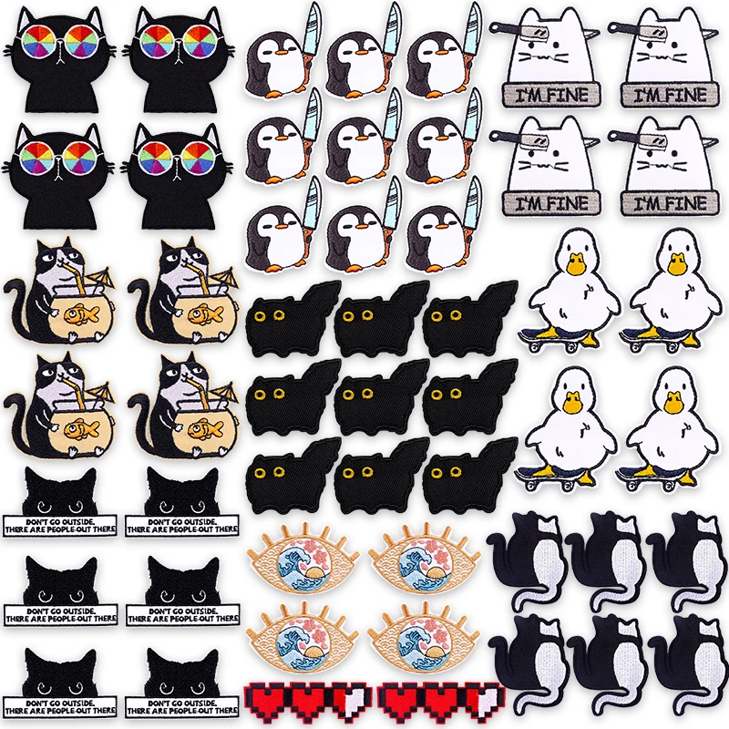 Parche bordado infantil pato gato – Termoadhesivo mochila chaqueta