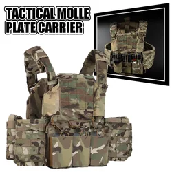 Chaleco táctico MOLLE portaplacas airsoft con bolsillos cargadores