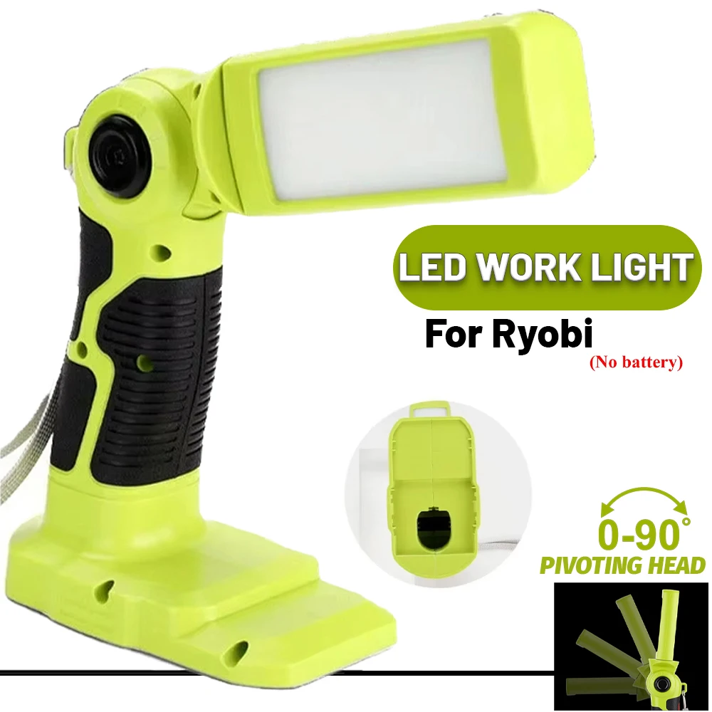 Nueva luz LED de trabajo para Ryobi, batería de 18V, 12W, 1000LM, linterna portátil con protección de bajo voltaje para Camping, taller y garaje