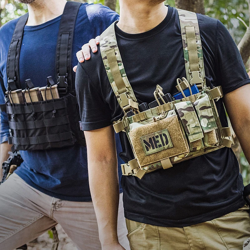 Bolsa doble con solapa frontal, riñonera Abdominal de doble pila, bolsa táctica Airsoft Triple Mag para chaleco de caza FCPC FCSK - imagen 2