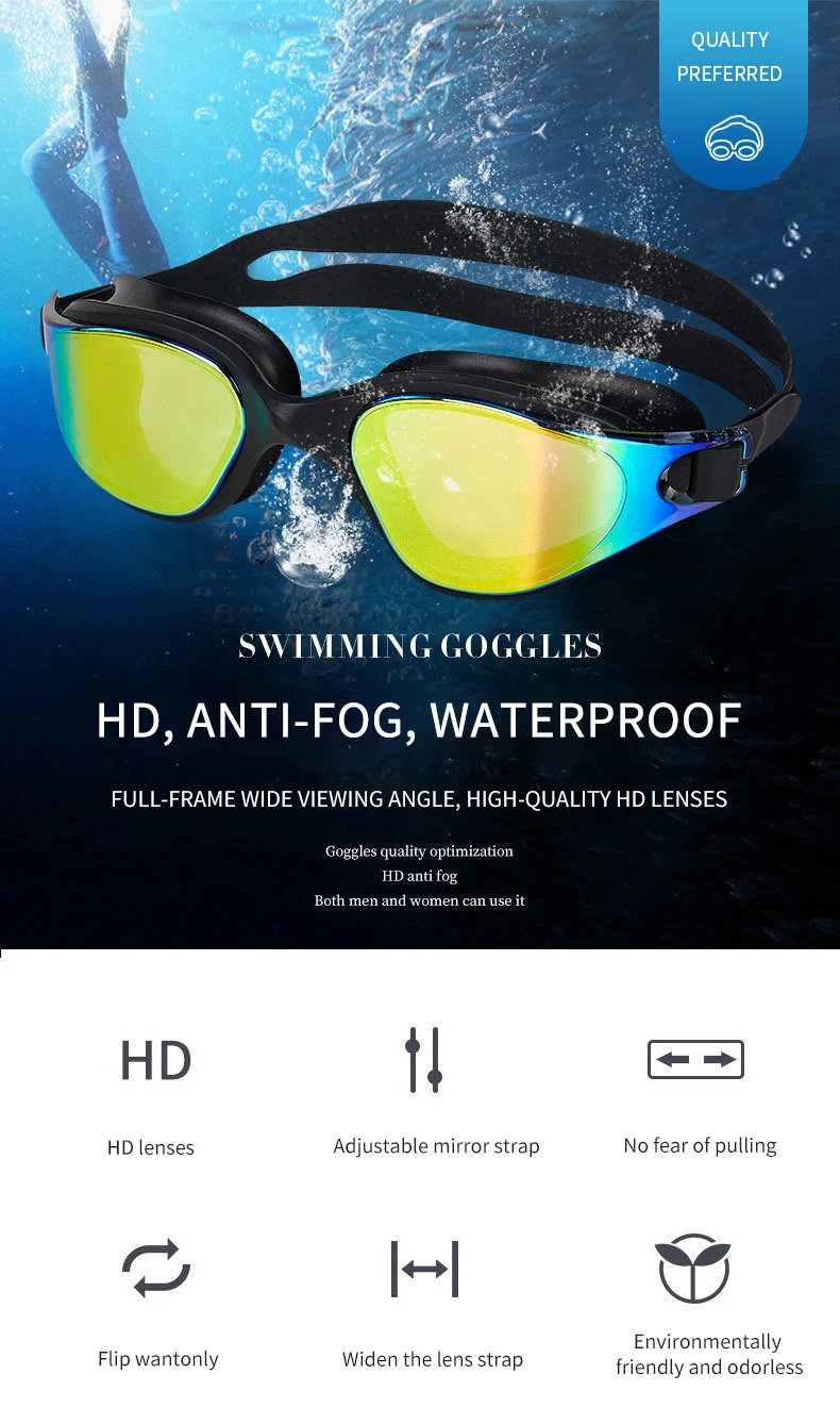 Gafas de natación unisex antivaho impermeables silicona ajustables - imagen 4