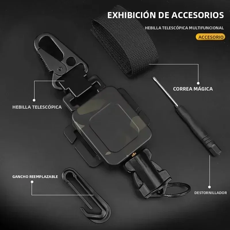 SINAIRSOFT 2 en 1 hebilla telescópica antirrobo bolsa pequeña táctica y soporte para llavero herramientas de cuerda de resorte retráctil EDC antipérdida - imagen 5