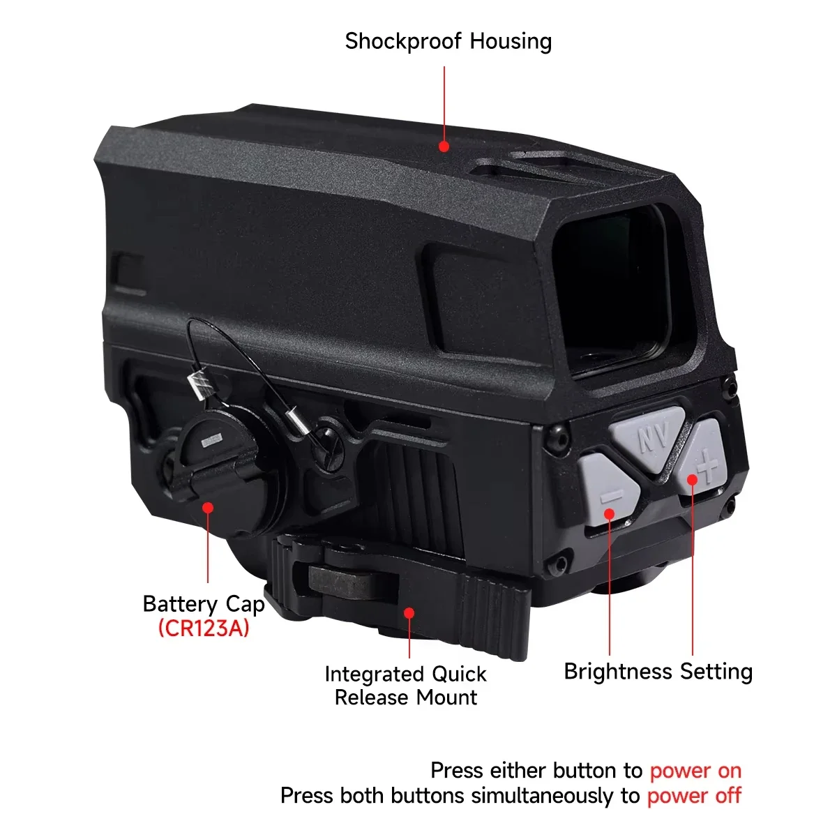 GEN II con lupa V3XM, Rifle de caza holográfico, óptica, punto rojo, mira a prueba de golpes, riel de 20mm con marcas originales - imagen 3