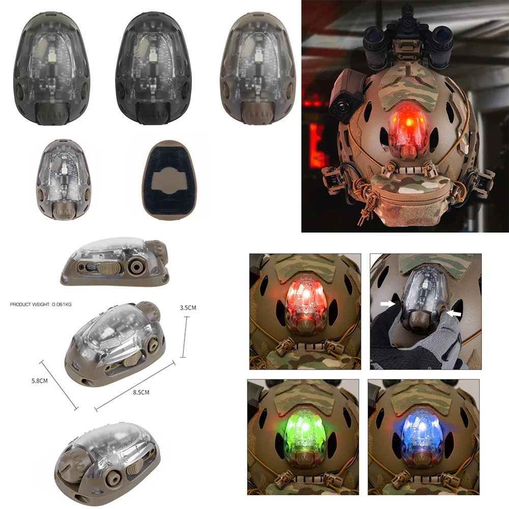 Luz de señal para casco deportivo al aire libre, faro táctico, rojo, verde, azul, blanco, LED infrarrojo, Flash de seguridad, herramienta de supervivencia para acampar y cazar - imagen 2