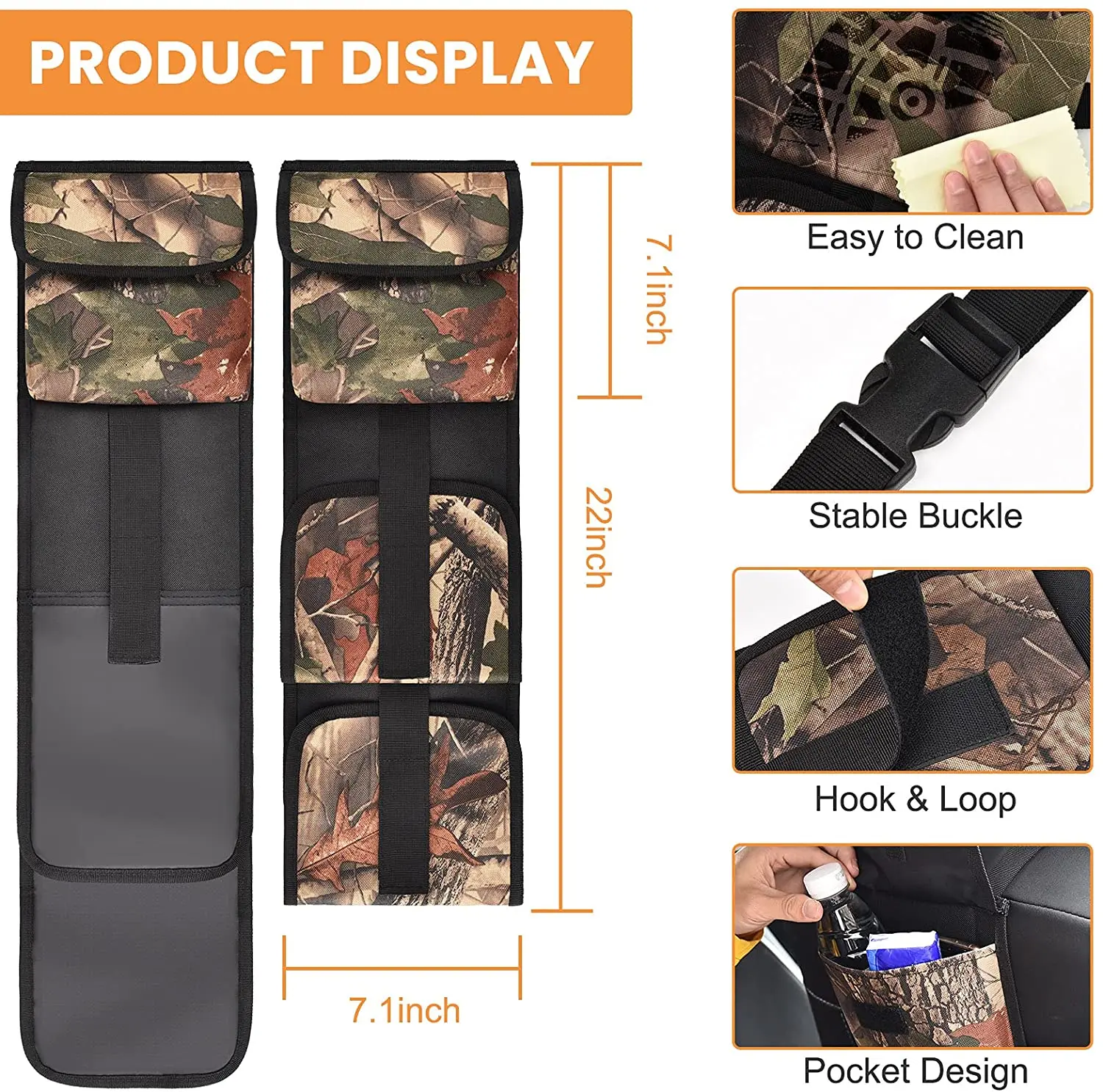 Bolsa organizadora de escopeta y pistola para asiento trasero de coche, soporte de almacenamiento para Rifle de camuflaje, para colgar en el asiento trasero del vehículo, 2 unidades - imagen 4