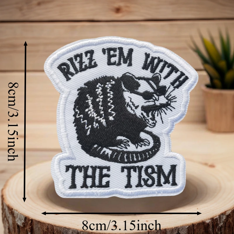 Parche bordado de ratón de dibujos animados, chaleco táctico, insignia de moral con gancho y bucle, pegatinas decorativas para mochila, parches para brazalete para ropa - imagen 3