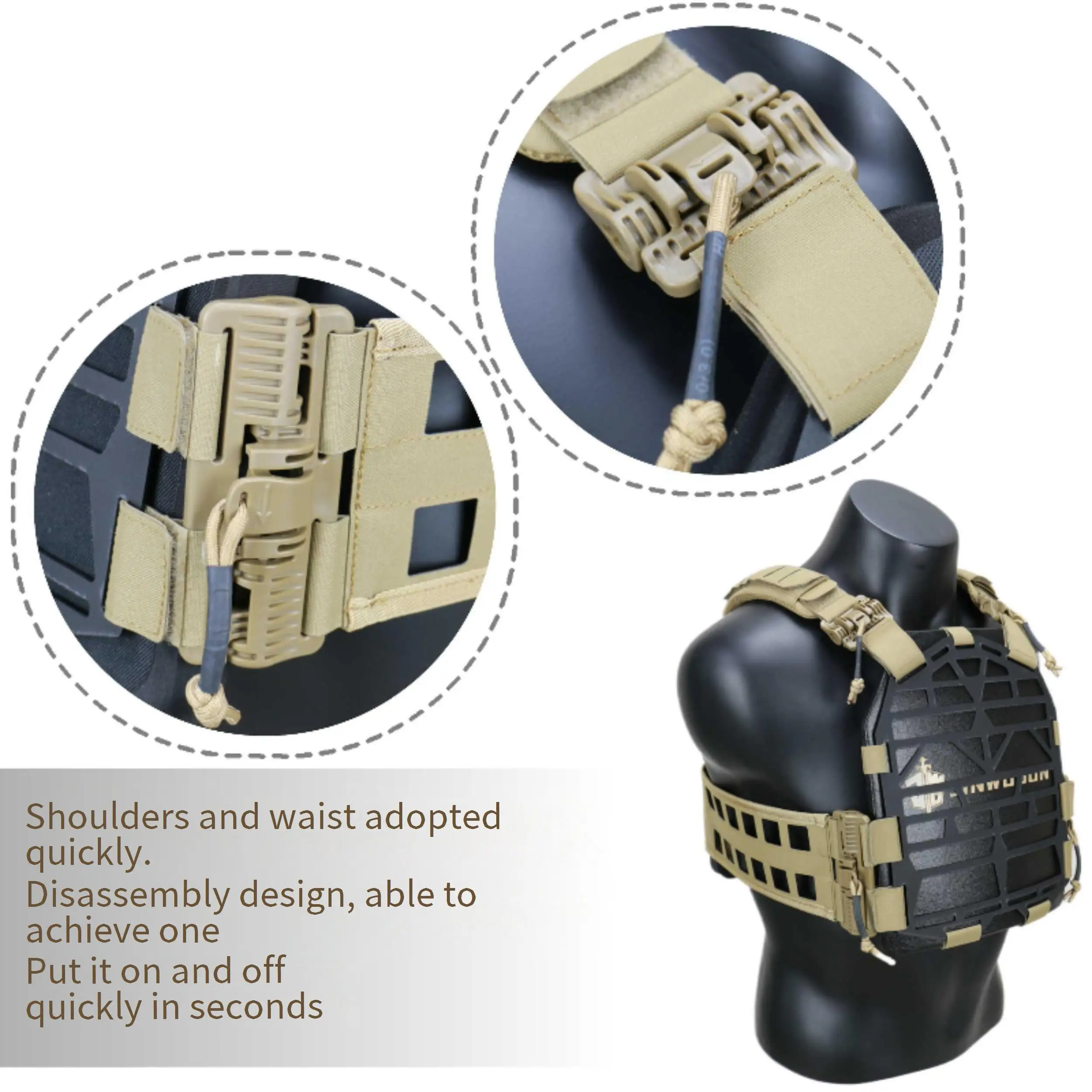 Chaleco táctico de liberación rápida a prueba de balas de nivel GA3 resistente a prueba de balas ahuecado tipo 06 para exteriores - imagen 5