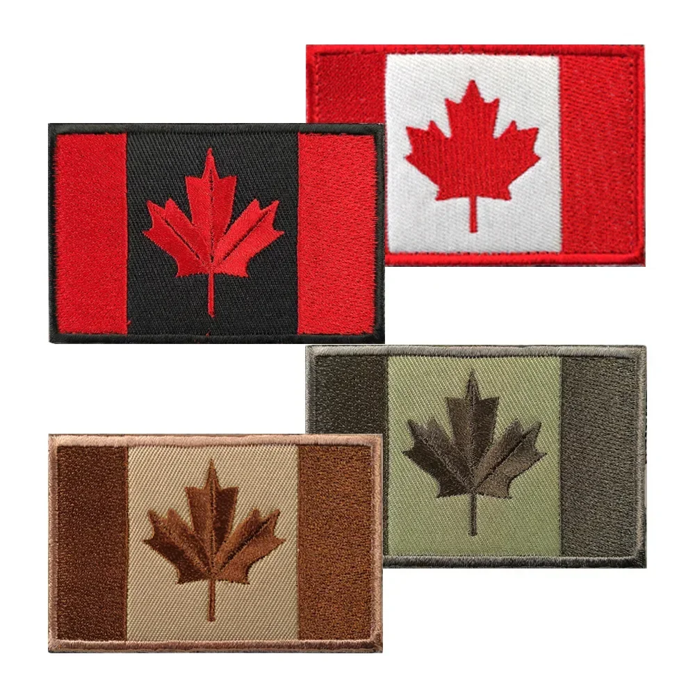 Parche de la bandera de Canadá, hoja de arce, bordado Multicolor, insignia de moral, parches de gancho y bucle, accesorios tácticos, mochila, brazalete DIY - imagen 2
