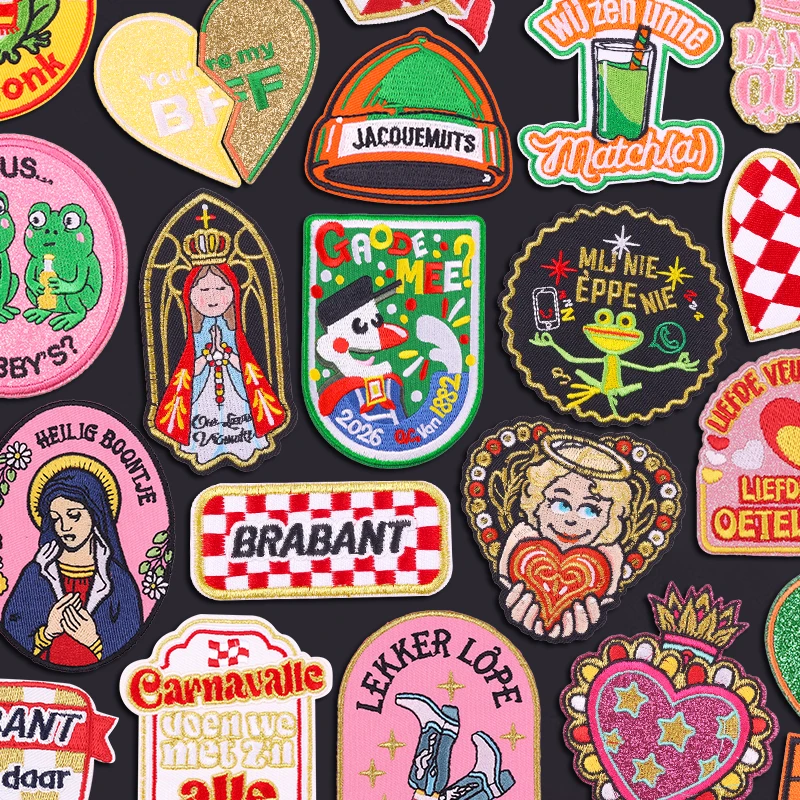 Parches bordados con emblema Oeteldonk/Kruikenstad/Brabant para ropa, parche bordado de rana de Carnaval de Países Bajos, parches para planchar